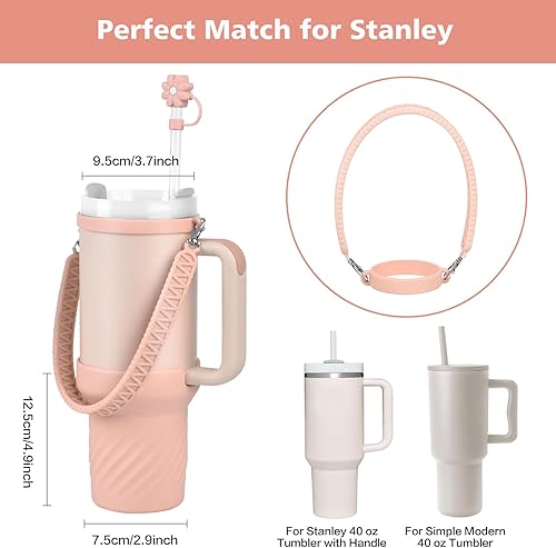 Miniatura 2 de Bota de silicona para accesorios de copa Stanley cubierta de pajilla, correa de mango para botella de agua para vaso de 40 onzas con asa, regalos
