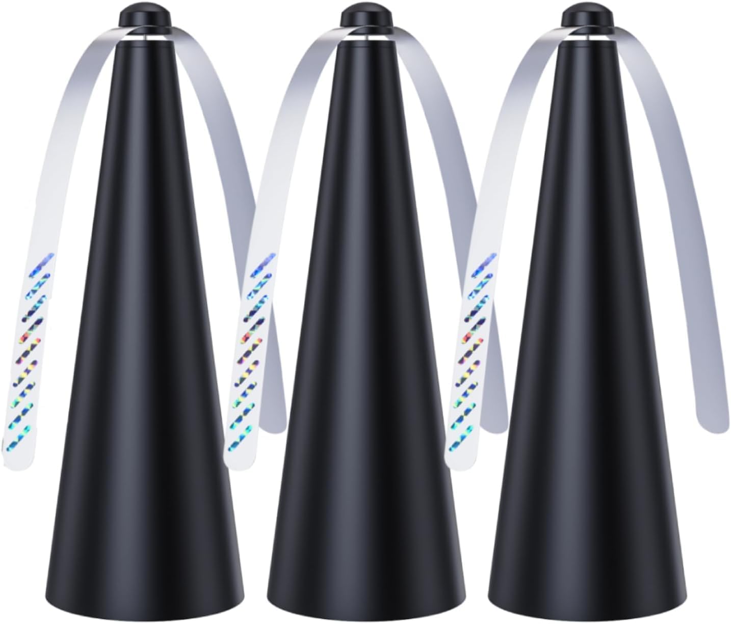 Glovv Fly Fans for Tables, 3 Pack Portable Battery Powered Table Top Spinner with Metal Hanger, Food Cover for Indoor Outdoor Use, Camping, Picnic, Restaurant (Black)