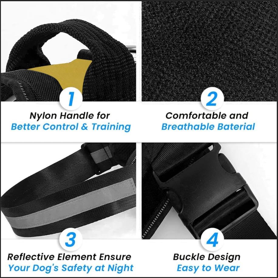 Image of Berlin's Police K9 Dog Harness with Leash, Dog Vest with Handle, Reflective Adjustable No-Pull Harness for Dogs Heavy Duty Nylon, for Training, Patrol, Hiking (Golden, Medium (13-20Kg))