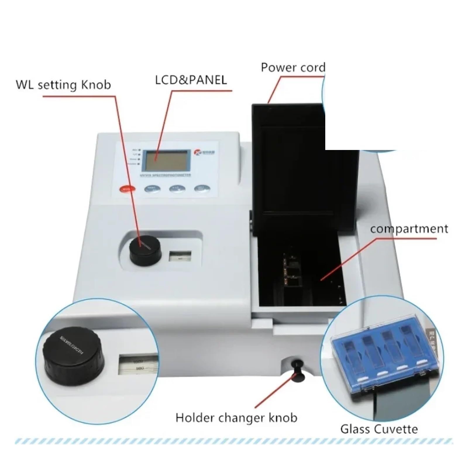 Medidor de tinte Espectrofotómetro UV-Vis for medición de transmisión básica, espectrofotómetro 721N 722N 752N(721N)