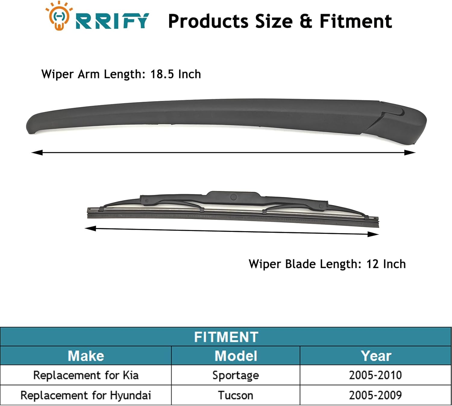 Rear Windshield Wiper Blade Arm Set for KIA Sportage 2005-2010, for Hyundai Tucson 2005-2009 Rear Windsheild Back Wiper Arm and wiper Blade with Cover Assembly
