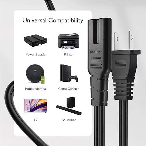 Miniatura 5 de TNP universal Power Cord  Nema 1  15P a IEC320 C7 Figure 8  Escopeta de 2 Clavijas Conector AC Power Supply Cable de alambre Socket Plug Jack