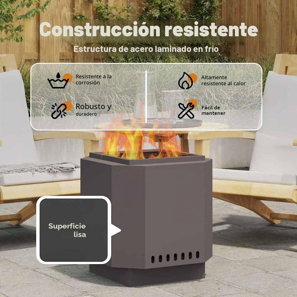 vidaXL Tazón de Fuego sin Humo Negro 48 x 48 x 51 cm Acero Oxidado | Hecha de acero resistente tratado en frío, Aguanta altas temperaturas sin problema, Elegante y simple,