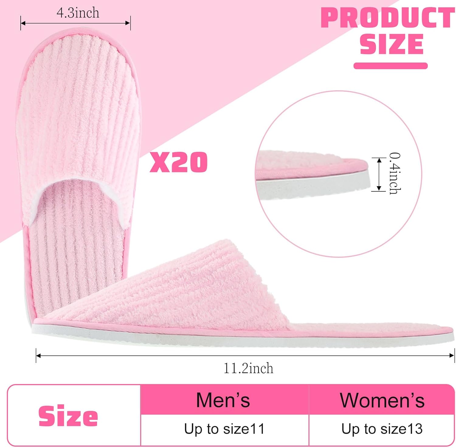 Panitay 20 Pairs Reusable Spa Slippers for Guests Washable House Slippers with Triple Layer Coral Fleece for Home Indoor Hotel Travel, Closed Toe