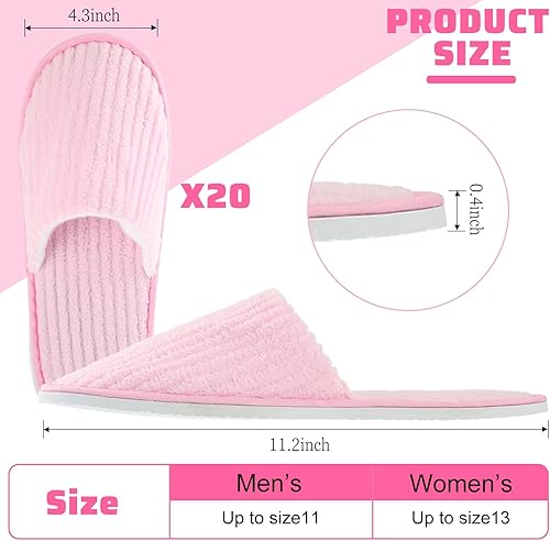 Miniatura 2 de 20 pares de pantuflas de spa para invitados, pantuflas de hotel, punta cerrada, reutilizables, para interiores, lavables, con triple capa, pantuflas