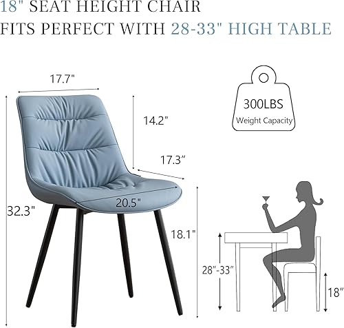 Miniatura 2 de Kidol & Shellder Juego de 2 sillas de comedor, modernas sillas laterales tapizadas de piel sintética con respaldo cómodo, silla sin brazos de