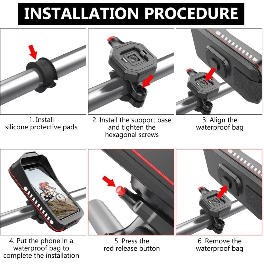 Supporto Manubrio Universale Per Bici Scooter Porta Cellulare Impermeabile Per Motocicli Biciclette Per Dispositivi 4.7 A Pollici