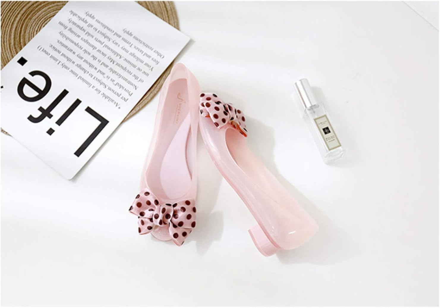 [VANDROUP] レインシューズ パンプス リボン 晴雨兼用 防水 レインパンプス シューズ レディース 痛くない 黒 春夏 ロ