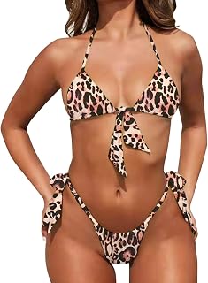 NHNKB Bikini Women's Tankini Set Women's Bikini Black Triangle Bag Simple Bikini with Lacing, Plain Separate Swimsuit, Women's Swimsuit Bikini Women's Original Bikini Women's Tummy Control, brown, L