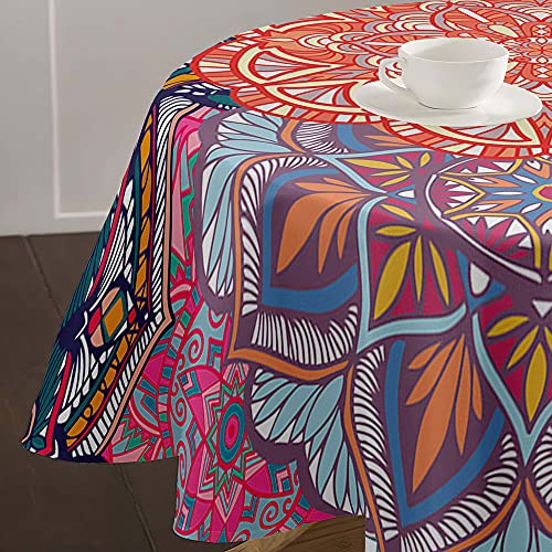 Nappe ronde de table circulaire lavable en polyester style mandala - 5