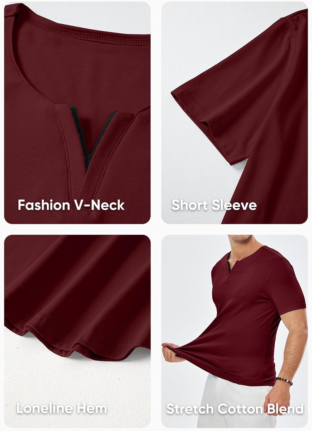 JMIERR Mens Muscle Slim T Shirts Summer V Neck Gym Shirt Casual Cotton Workout Athletic Longline Tees image 5
