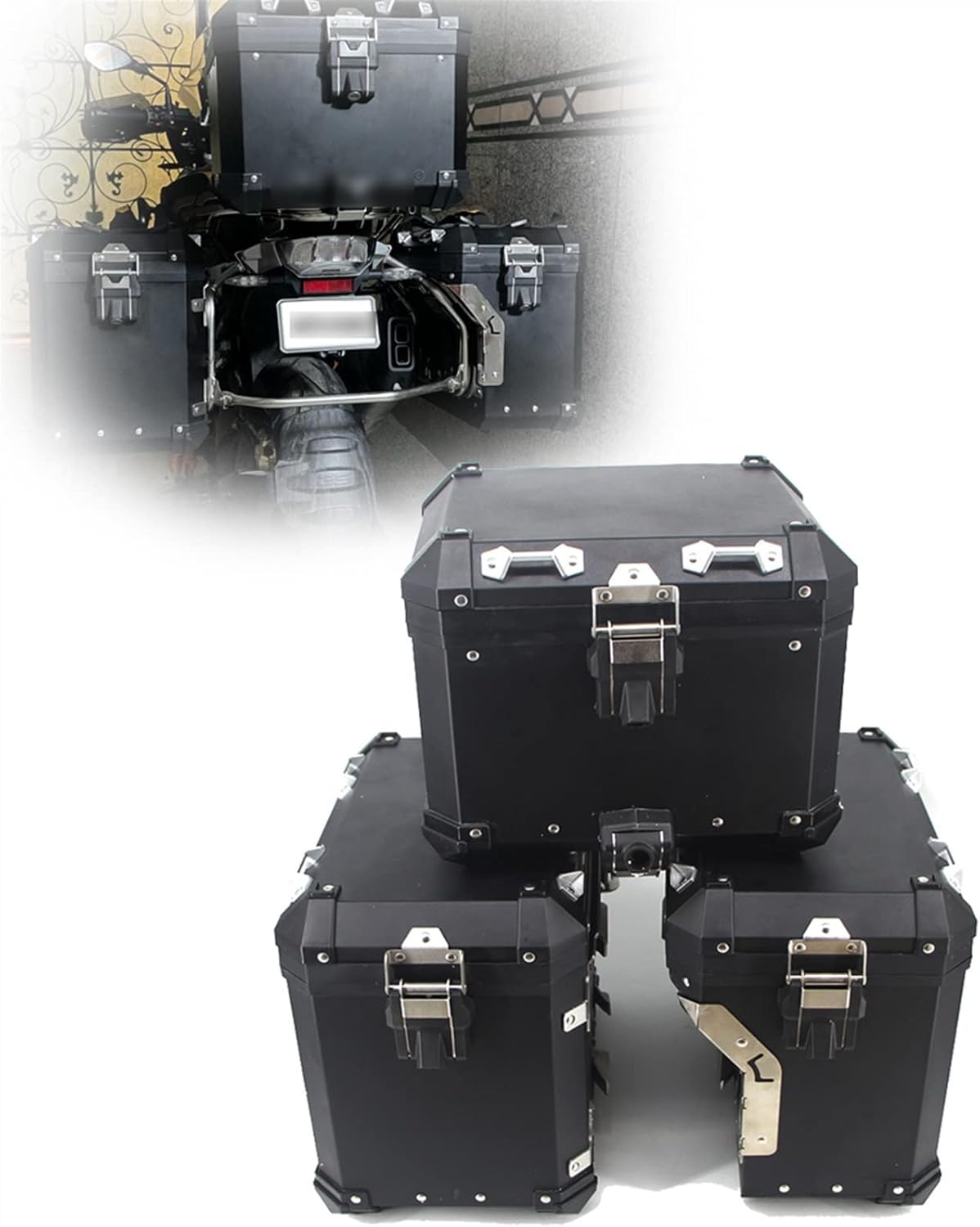 KACBRU Motorcycle Tail Case Trunk Saddlebag Top Box Luggage Boxes