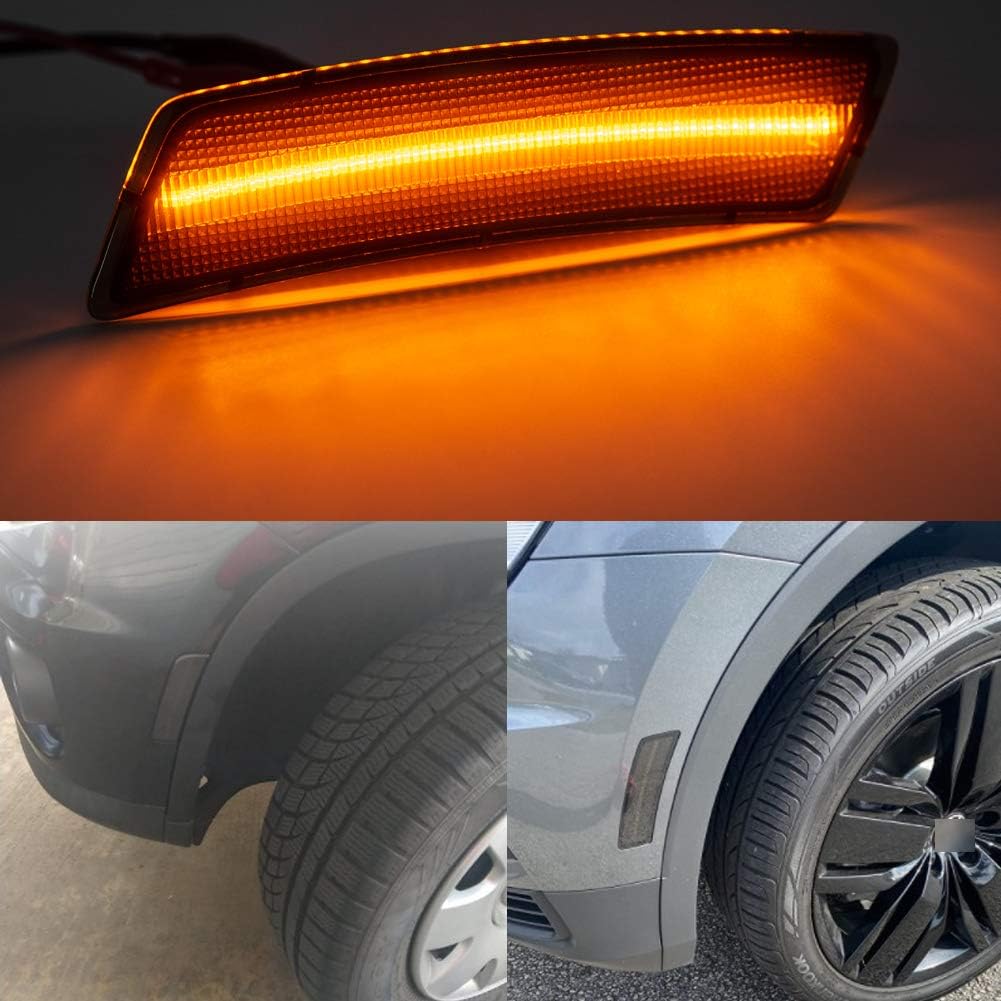 2Pcs Amber LED Side Marker Lights Kit for VW Tiguan 2018-2021 Beetle 2012-2019 Smoked Lens Replace OEM Front Bumper Sidemarker Lamp