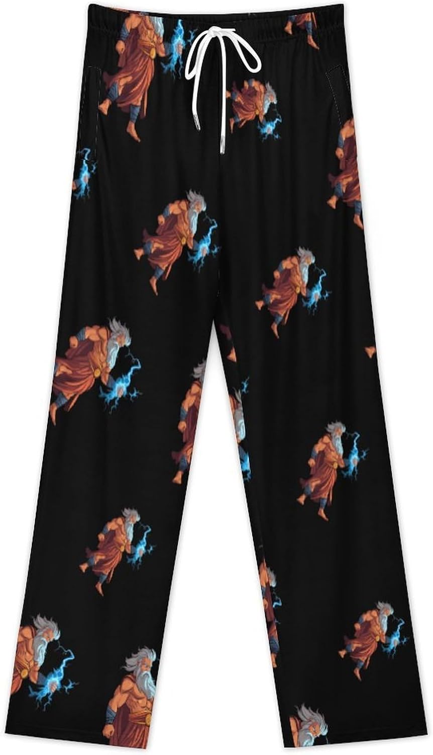 Zeus God of Thunder Greek God Men's Sleep Pants Drawstring Pajama Bottoms Comfortable Sleepwear Lounge Pants