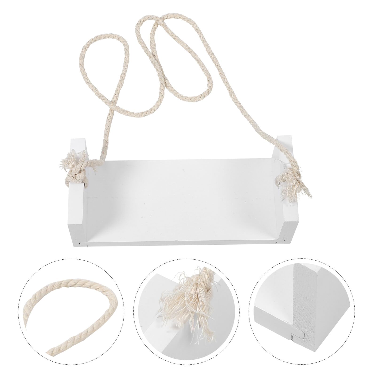 Holz Babyschaukel Fotorequisite für Neugeborenenfotografie aus Weißem Holz mit Hanfseil Vielseitig Einsetzbar im Professionellen Fotostudio für Neugeborene und Babys