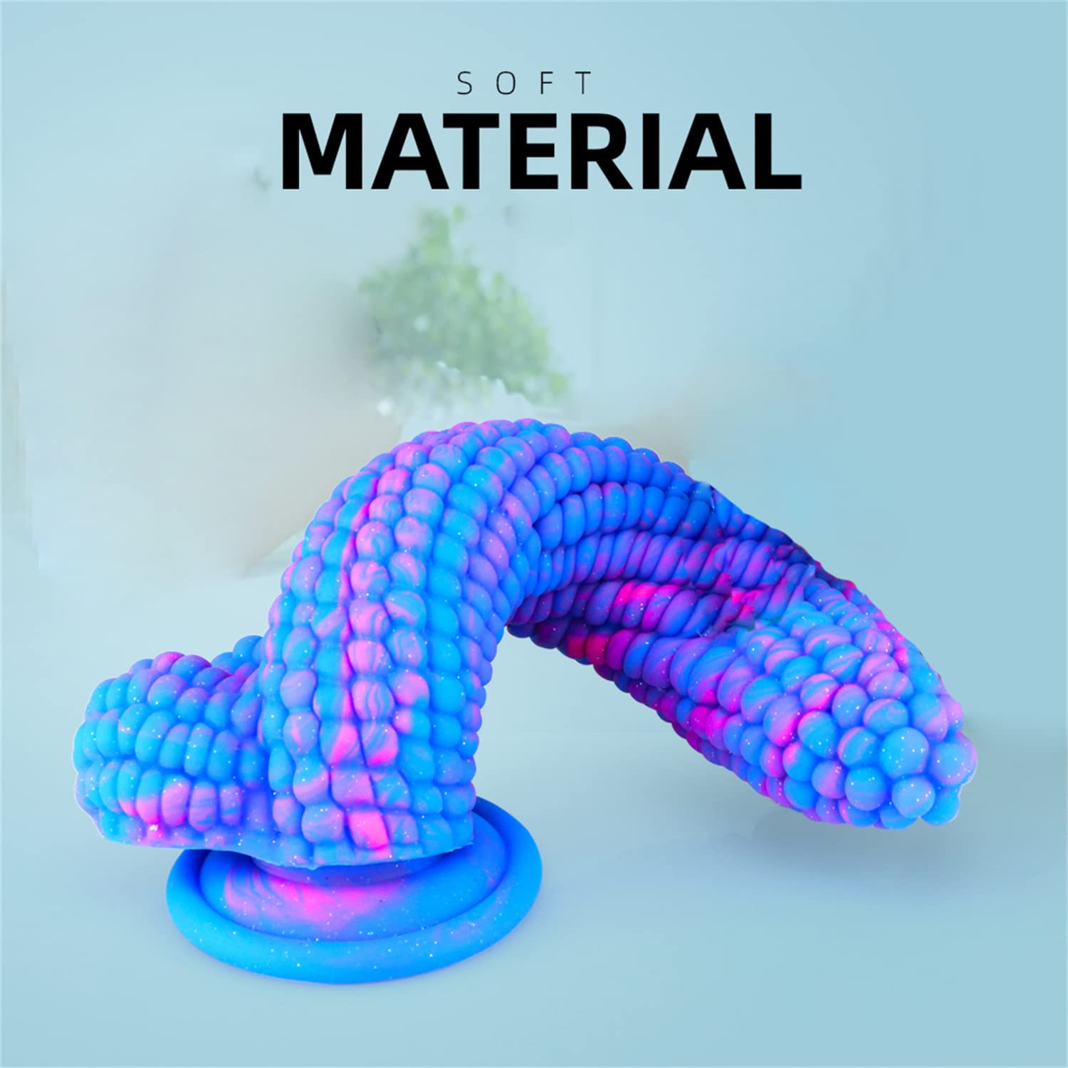 Monster Dildo Colourful Big Grain Corn Adult Sex Toy with Strong Suction Cup 8 Inch Flexible Soft Vegetable Dildos -: Blue