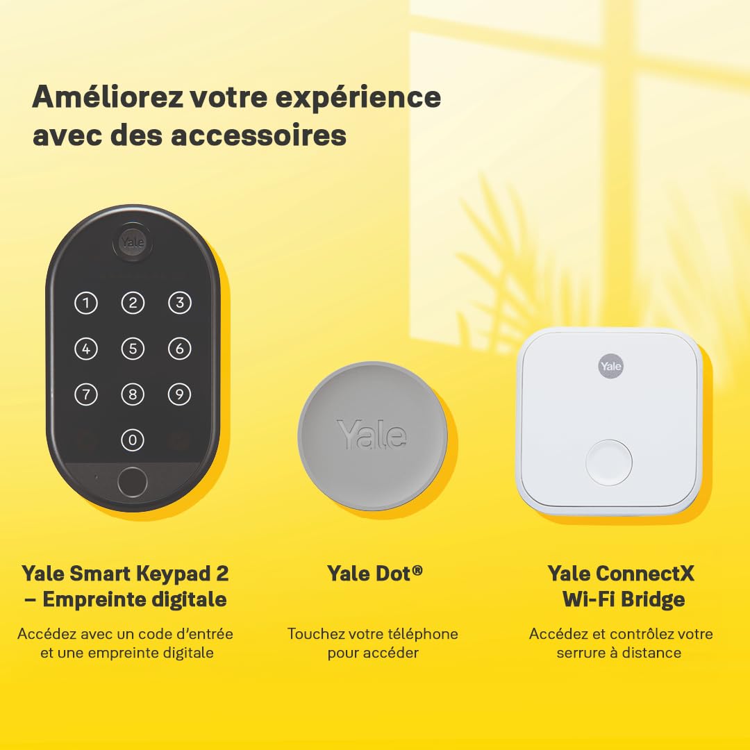 Yale Serrure Electronique Connectée Linus L2 Lite - Noir - 05/109100/MB - Accès sans clé - Installation facile - Compatible Matter | Clés numériques - Activité en temps réel - App Yale Home