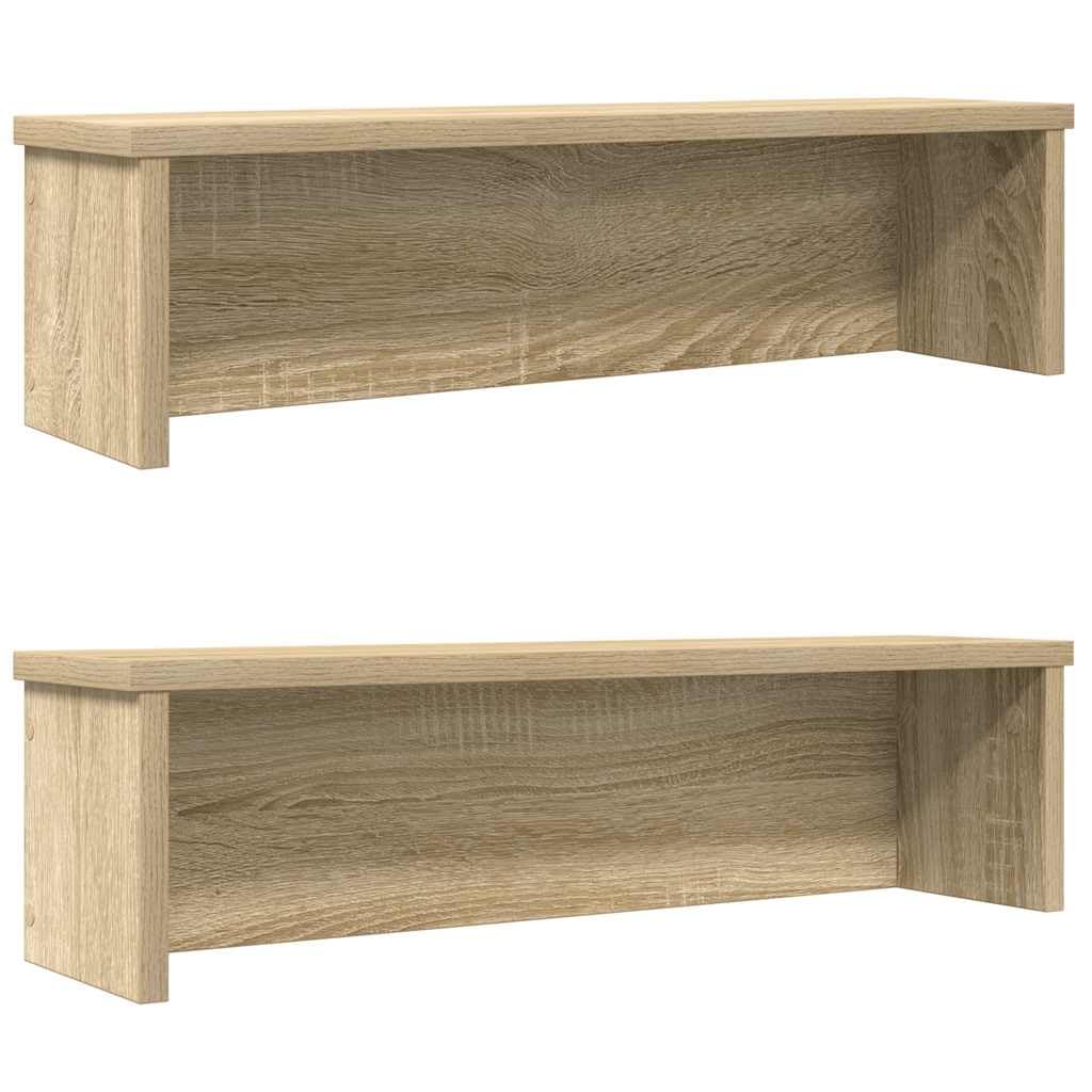 Vidaxl Sonoma Oak Kitchen Racks Stackable 2 Pcs 50X15x16 Cm, Kitchen Storage Shelf, Cabinet Organizer, Kitchen Counter Shelf
