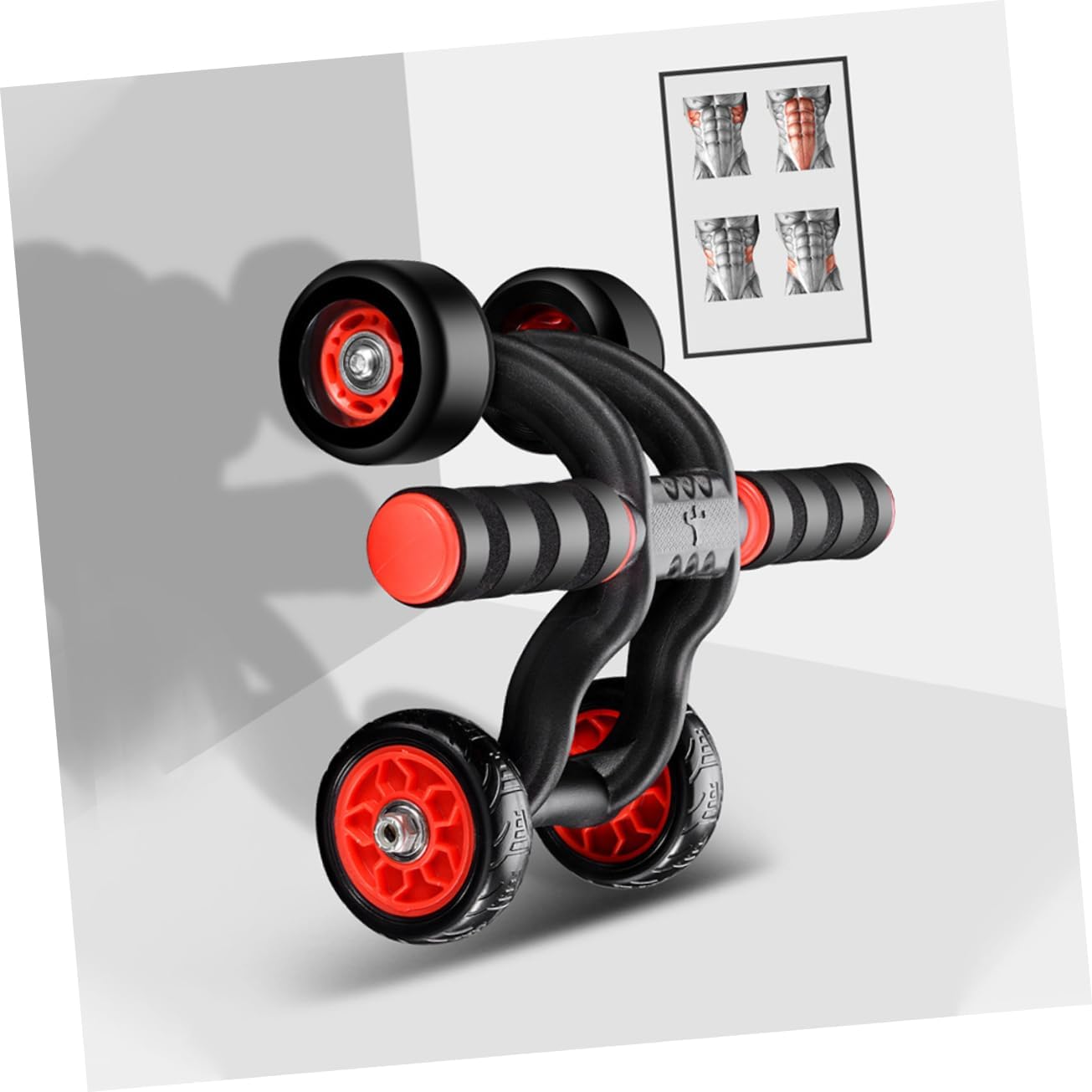 Garneck 1PC Automatic Rebound Abdominal Roller Wheel Mute Fitness Device for Core Muscle Strengthening Home Use with Knee Mat Lightweight Non Slip Design for and Endurance Training Black