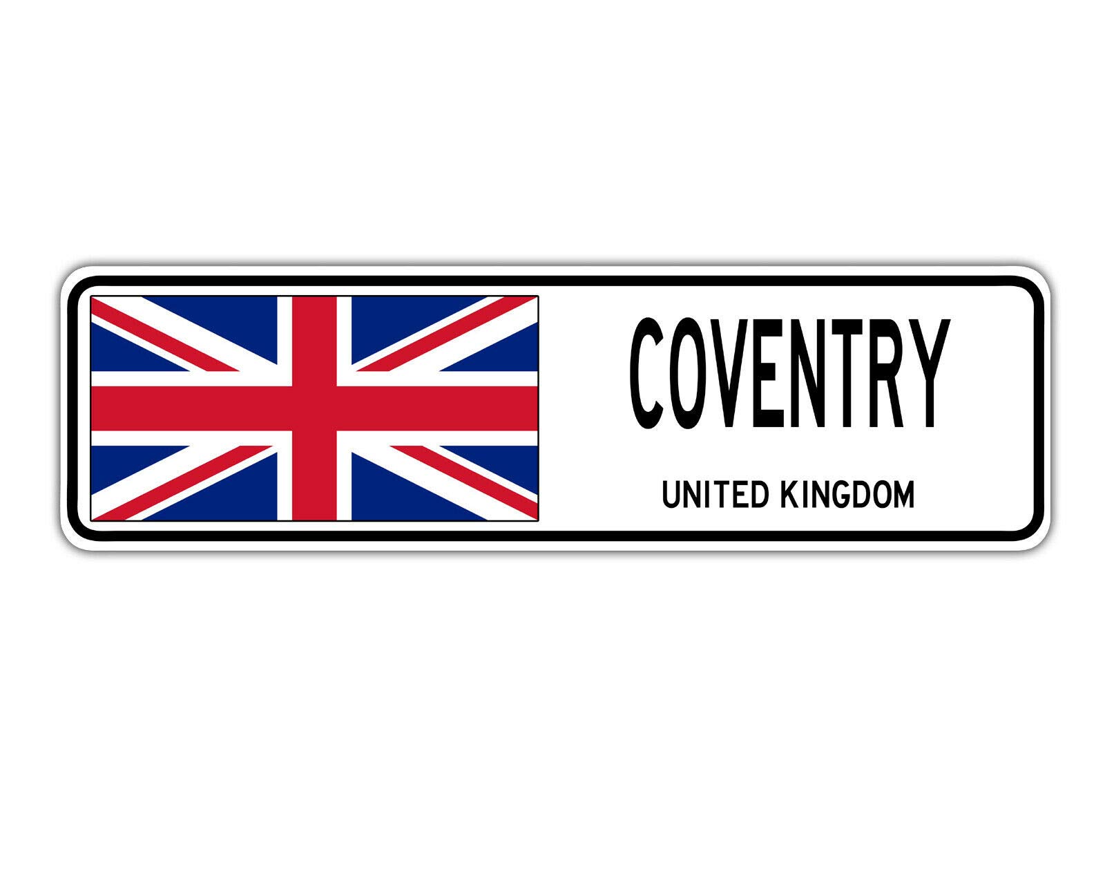 Biopracess Warningsigna7424 Coventry, United Kingdom Street Sign British Flag City Country Road Wall Gift Street Sign 4X16 Inches
