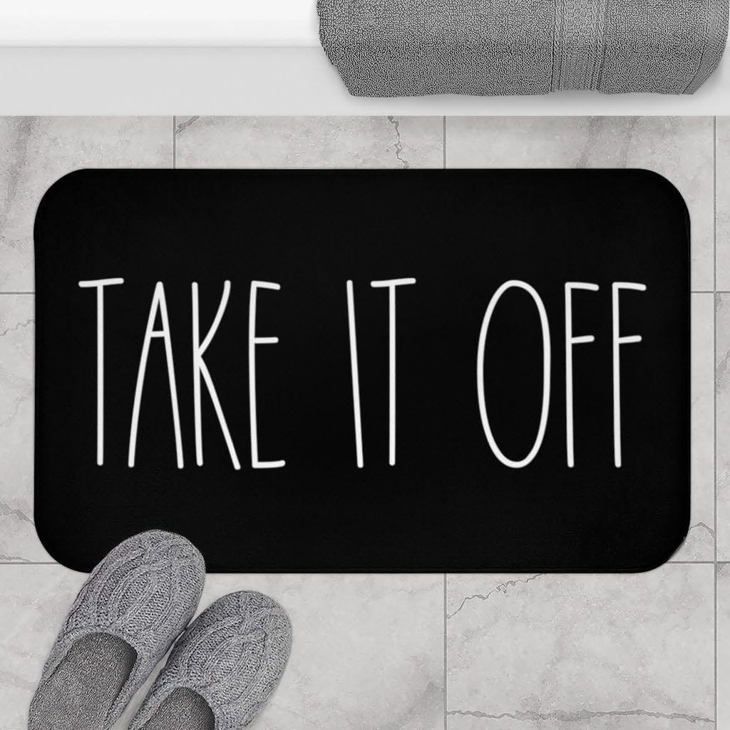 Bath Mat Inspired Bath Mat,Take It Off Simple,Minimalist Cute Bathroom Rug,Black White Mfarmhouse Rug,Get Naked,Apartment Home Decor Interior Doormat,