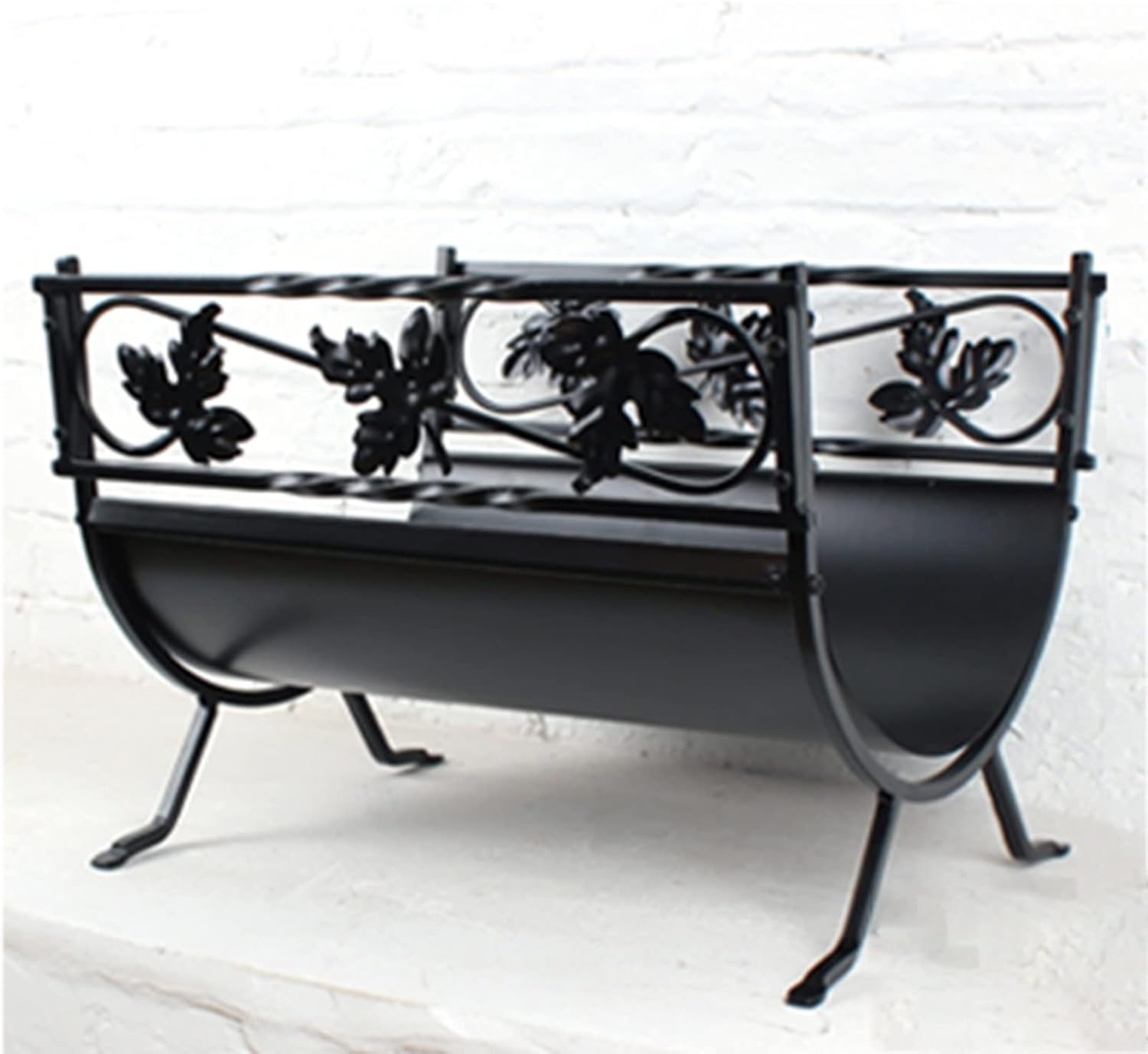 Firewood Rack Firewood Racks Metal Curved Firewood Holder with Legs, Outdoor Fire Pit Logs Storage Stand, Lumber Storage Brackets for Patio Deck Fireplace, 18.5x15.7x13.8inch,