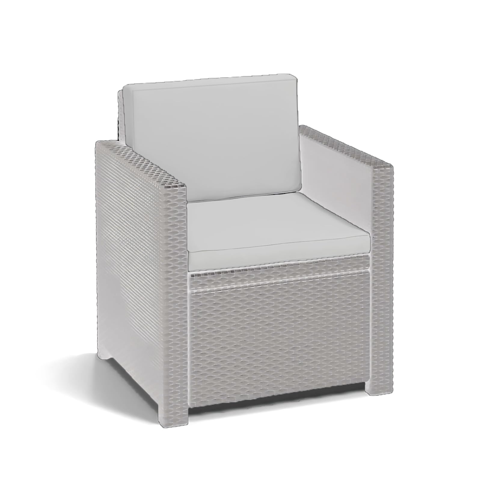 A ATH COLLECTION Rattan Outdoor Seat Cushion Pads Garden Furniture Cushions Chair Padding Patio Water Resistant 2, 3 or 4 Seater Patio Set Sofa Cushions Pads (2 Pc Silver Armchair)