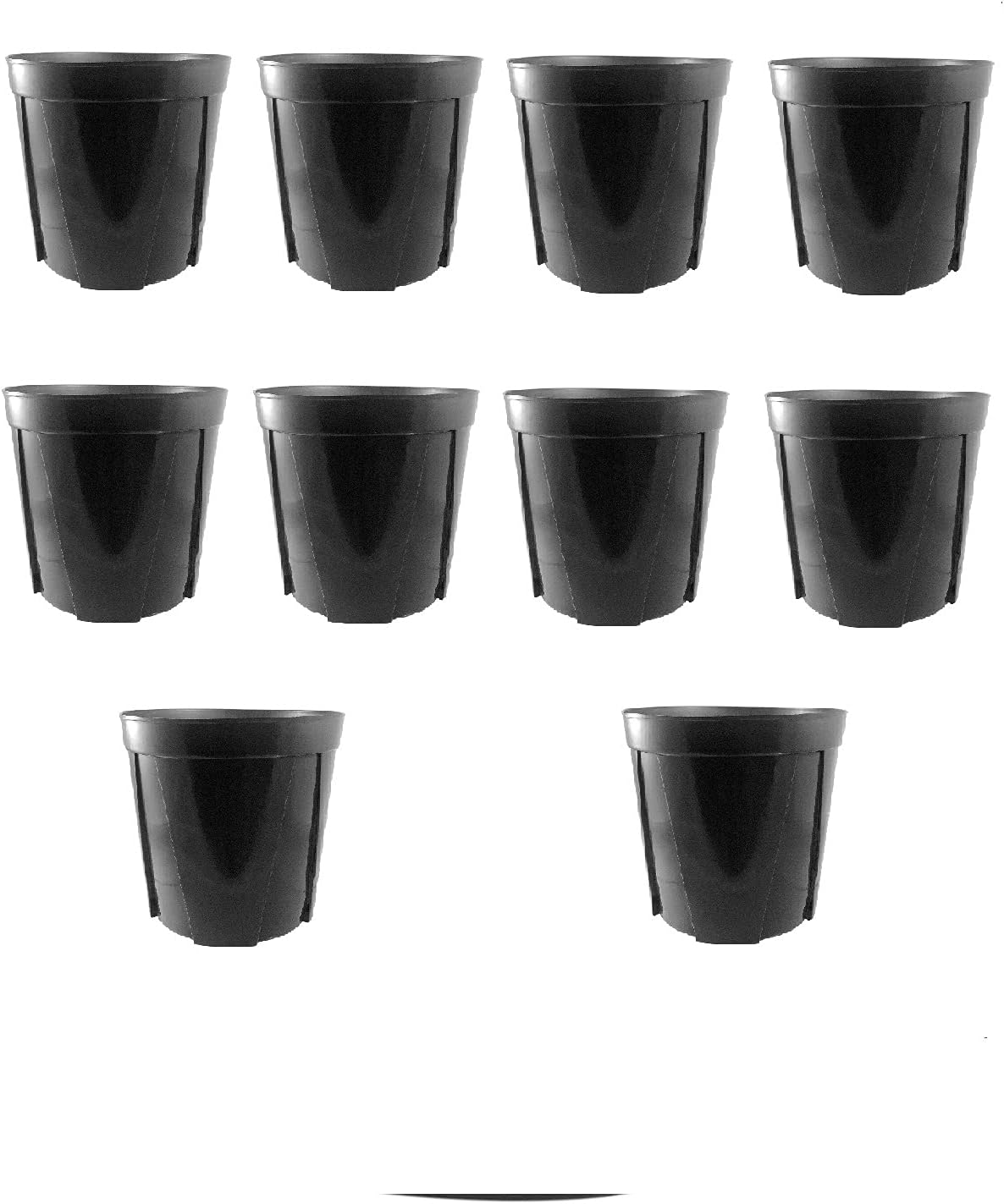 10 PCS / 1.5 Trade-Gallon Diameter 7.44inch x Height 7.28inch Black Plastic Mid-Deep Pots with Root Control Design/ for Vegetable Flower Fruit Nursery Plant /in Garden Indoor 7inch-8inch Sty