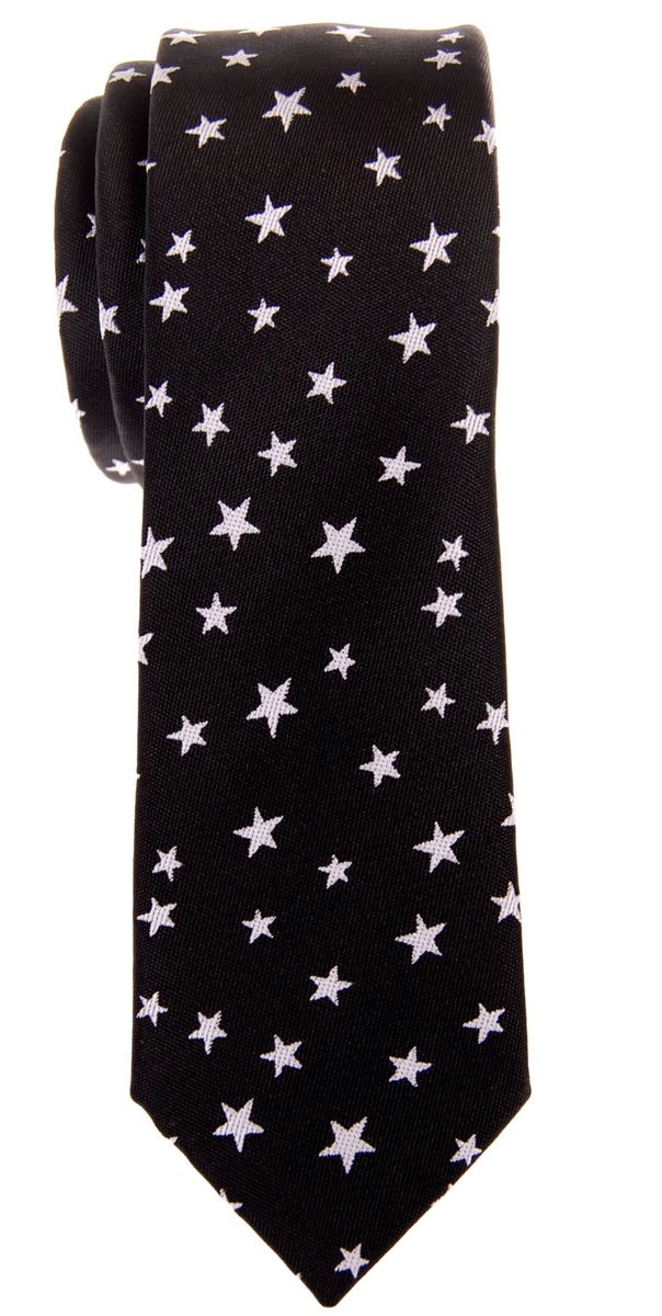 Corbata de microfibra tejida Classic Stars, negro, blanco, (Black with White Stars)