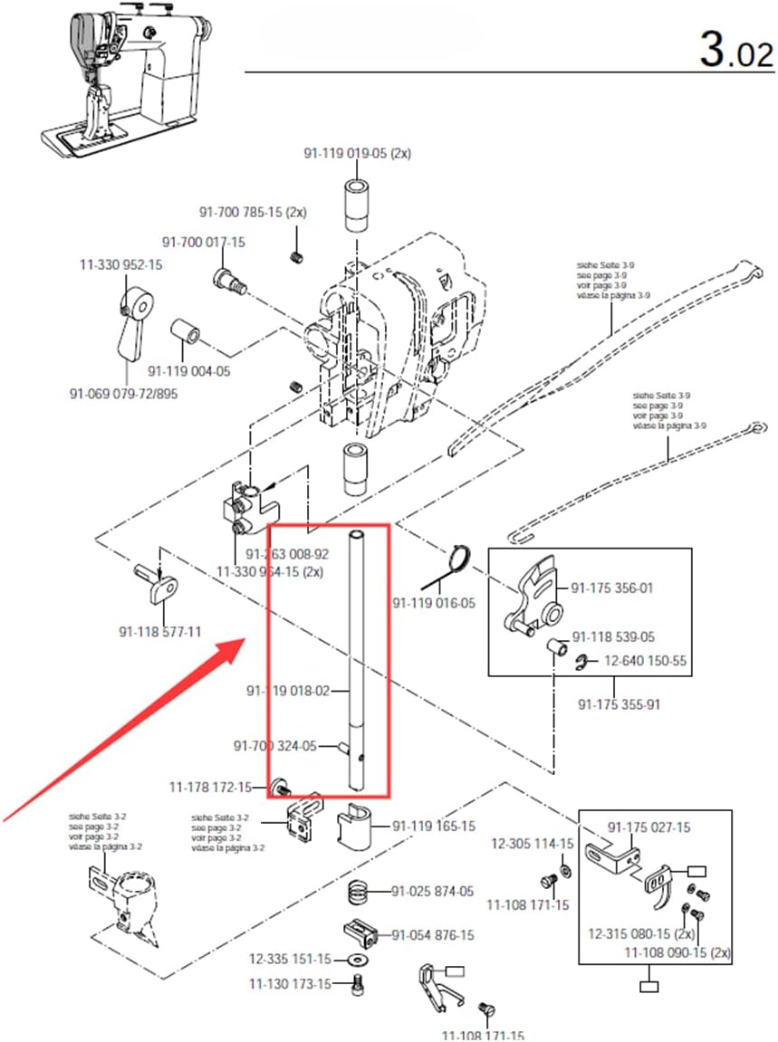 CKPSMS Brand - 1SET #91-119 018-01+91-700 324-15 PERESSER BAR & PIN FIT for PFAFF 471 474 491 Sewing Machine