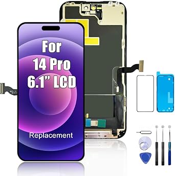 for iPhone 14 Pro Screen Replacement, 6.1 LCD COF DisplayA2650, A2889, A2890, A2891, A2892 and Touch Digitizer Full Assembly with Repair Tool Kits,Waterproof Tape,Screen Protector,120Hz Promotion