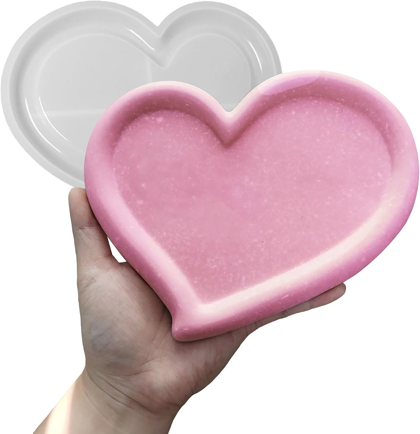 "You & Me" Love Shape Silicone Mold - For Resin Candle Holders, Trinket Dishes, Jewelry Trays (6.8x2.6x1.4 In)
