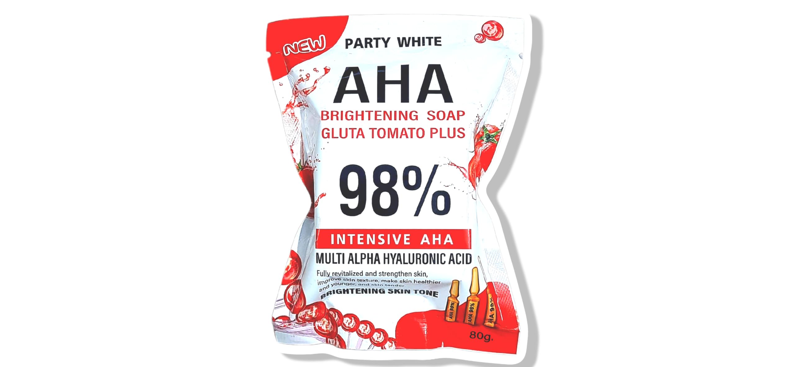 Movitronix™ PARTY WHITE AHA GLUTA TOMATO PLUS 98% INTENSIVE AHA 80G -P ACKOF 1 - THAILAND