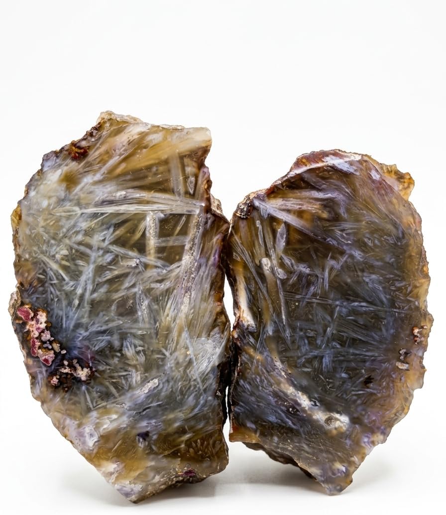 Honey-Colored Stick Agate with Scattered White Sticks – Polished Natural Gemstone