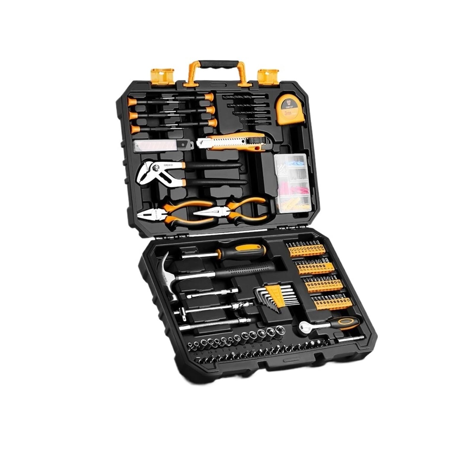Set di strumenti fai-da-te for la casa Kit combinato di riparazione automatica Kit manuale con scatola di plastica, cacciavite, martello