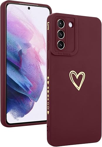 Fiyart Diseñada para Samsung Galaxy S21 Plus 5G, diseño de corazón de amor, para mujeres y niñas, revestimiento de poliuretano termoplástico,