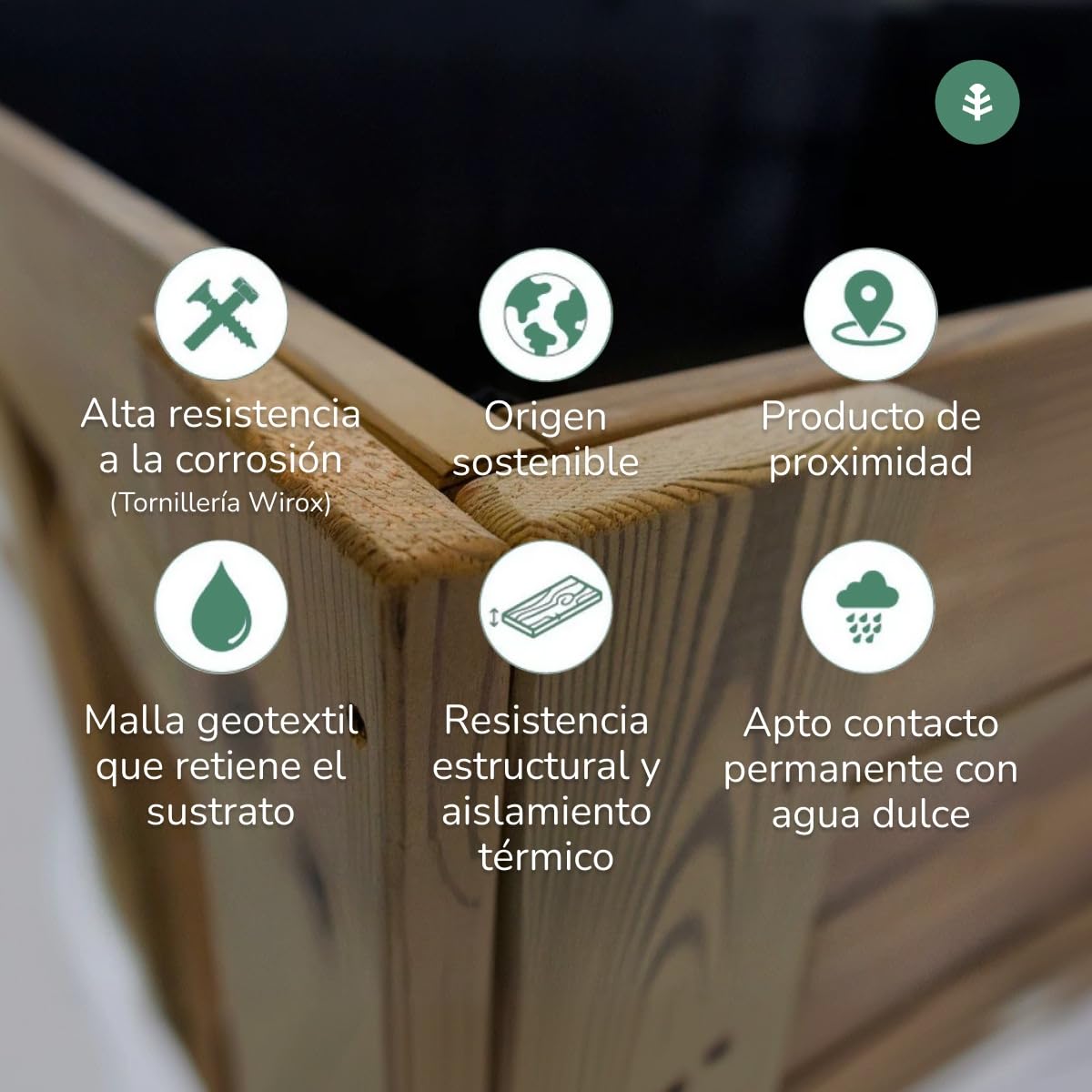 Planeta HUERTO | Mesa de Cultivo de Madera FSC 160x80x80 cm, Huerto Urbano Elevado con Malla Geotextil, Capacidad 220 L y Pizarra Personalizable - Mesa de Cultivo Ideal para Terraza y Jardín