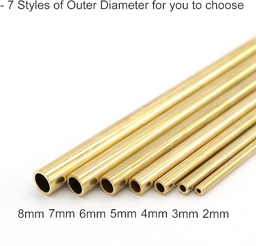 Miniatura 4 de Tubo redondo de latón, 0.157 in de diámetro exterior de 0.020 in de grosor de pared de 11.811 in de longitud, tubo recto de metal sin costuras para