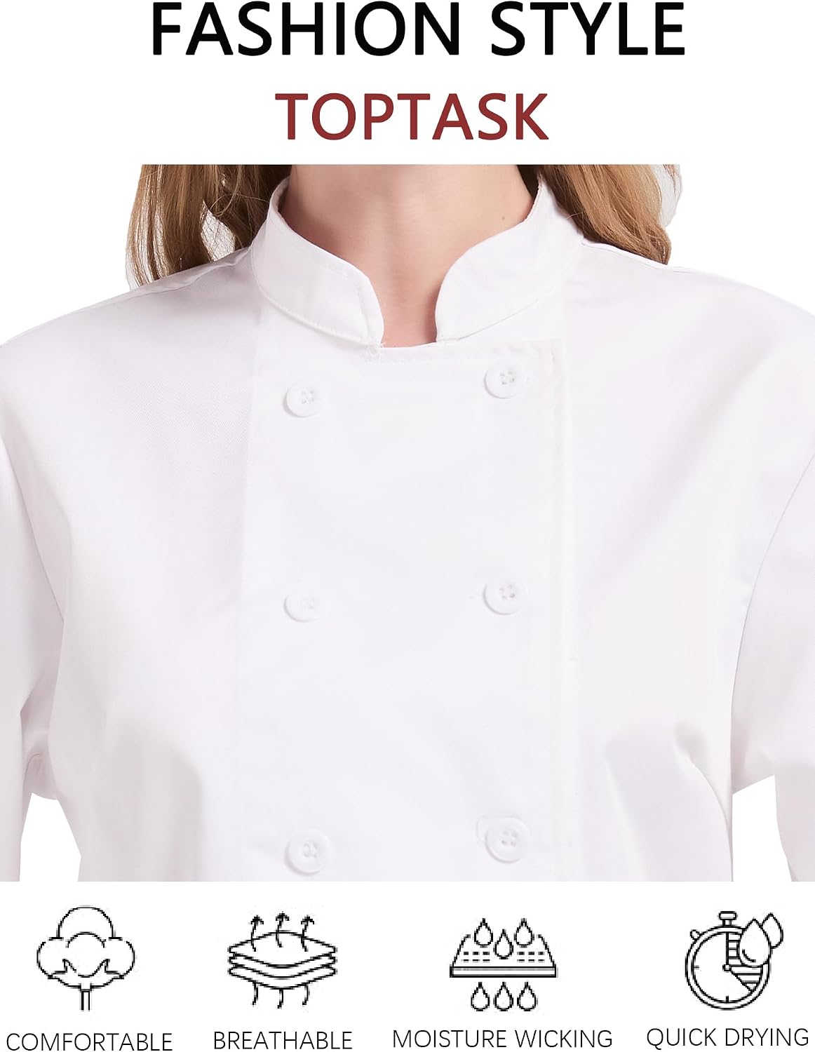 Chef Coat Women Long Sleeve Black Chef Jacket Double Breasted Chef Clothes Uniform for Kitchen,Restaurant,Bakery