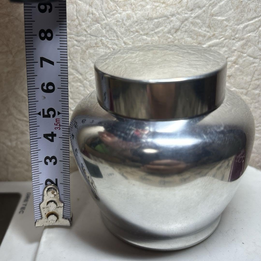 乾茂號造 錫製 茶入 茶心壷 茶道具 煎茶道具 煎茶道具 錫茶入 茶心壺 平壺形 乾茂號造 紙箱 茶壺 茶器 唐物 古錫茶