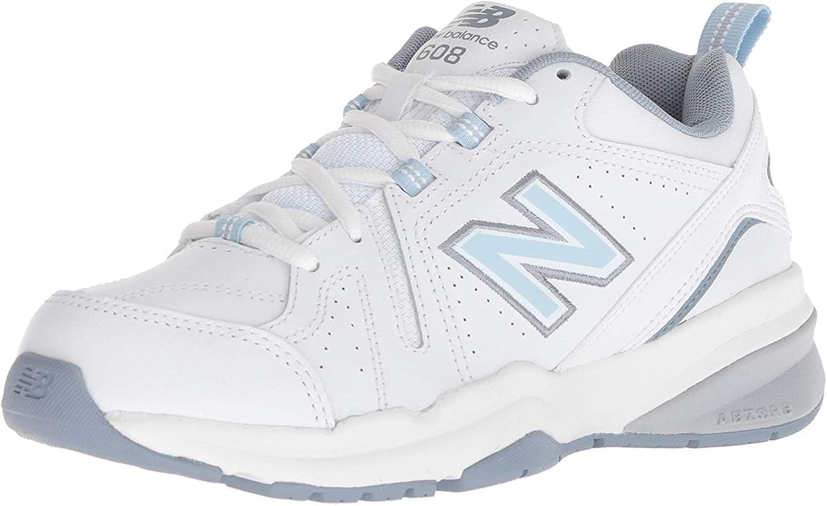 Amazon.com | New Balance Women's 608 V5 Casual Comfort Cross Trainer, White/Light Blue, 10 Wide | Fitness & Cross-Training