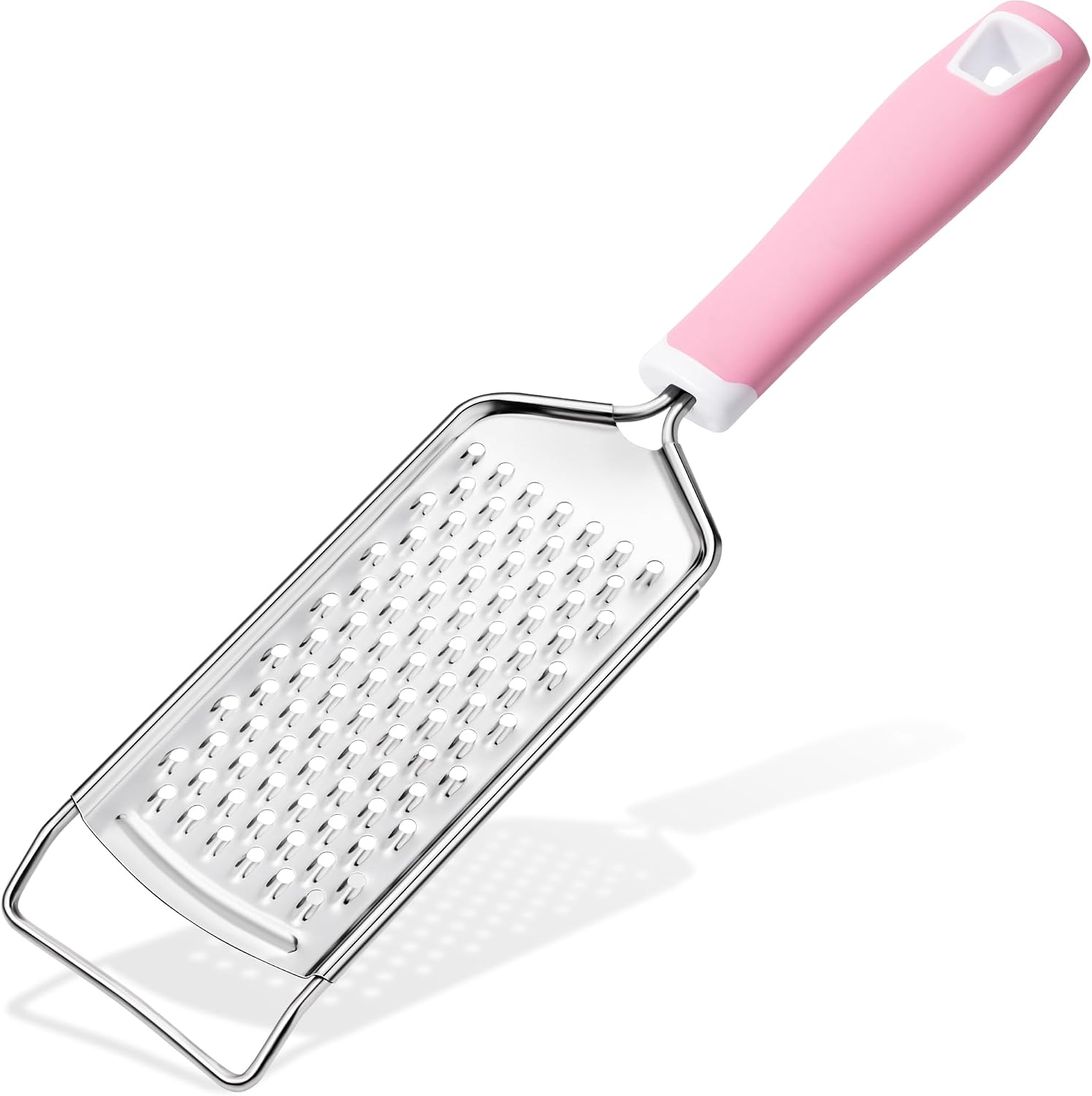 Rallador manual de acero inoxidable con mango rosa