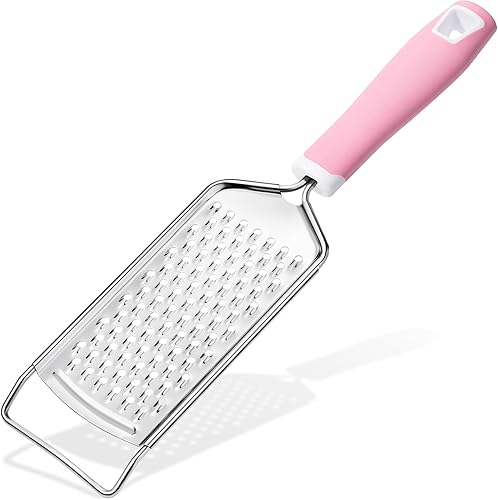 Rainspire Professional Cheese Graters for Kitchen Stainless Steel Handheld, Metal Lemon Zester Grater With Handle For Cheese, Chocolate, Spices, Kitchen Gadgets And Tools, Soft Grip Handle, Black
