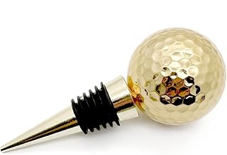 gold/Siver/Rose Gold/Black/White color Real Novelty Golf Ball red wine bottle stopper, wine top decoration, ideal wine cork gift for wine golf lover (Gold)