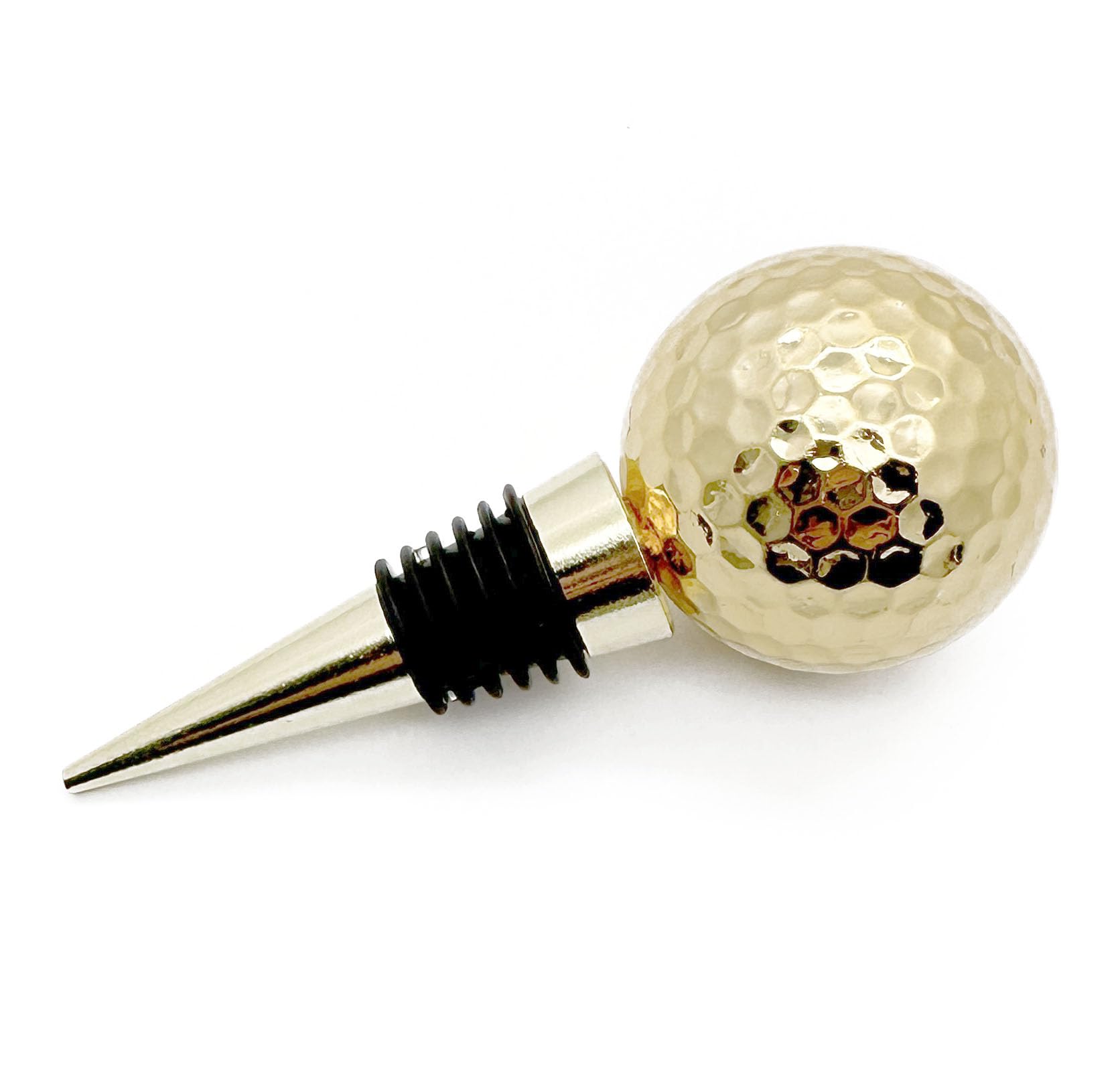 Gold/Silber/Rotgold/Schwarz/Weiß, echte Neuheit Golfball-Rotweinflaschenverschluss, Weindekoration, ideales Weinkork Geschenk für Weingolf-Liebhaber (Silber)