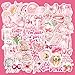 60PCS Coquette Pink Stickers Pack - Waterproof Aesthetic Cute Vinyl Stickers for Water Bottle Laptop Phone - Preppy Girly Decal Stickers for Teens Girls Kids Gift