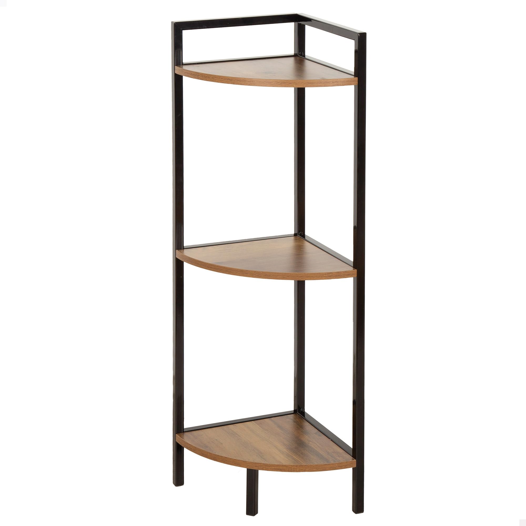 AKTIVE MAX Home Estantería esquinera, 24x24x80 cm, con 3 Niveles, Acero Negro, Madera, Almacenaje, Fácil Montaje, Muebles salón, Dormitorio, Cocina, Estanterías hogar, Decoración,​(18453)