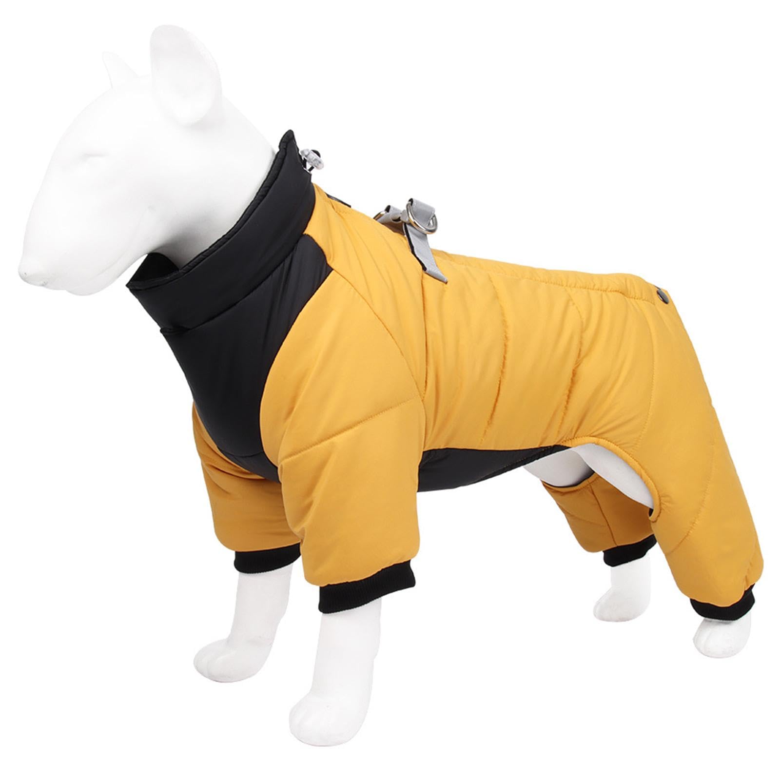 Abrigo Impermeable para Perros, Body con Rayas Reflectantes Y Cremallera. Ropa de Abrigo para Perros. Chaqueta Cálida para Cachorros, Amarillo XL