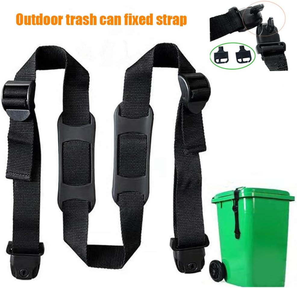 MOVKZACV 1.4m Outdoor Garbage Can Lid Strap,Quick Shackle,Adjustable