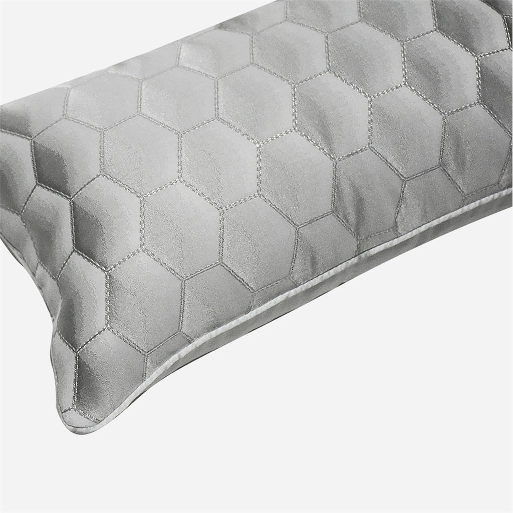 HBJWOV Grey ometric Lattice Hotel Office Waist Pillow Living Room Sofa Cover Cushion(30 * 50CM)